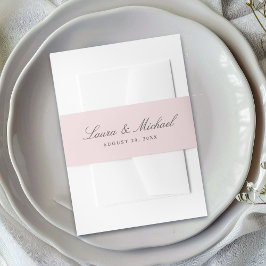 Simple Blush Pink Personalized Wedding 招待状ベリーバンド