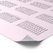Simple Blush Pink Wedding Seating Chart ポスター (角)