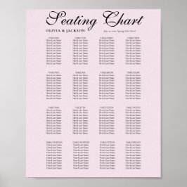 Simple Blush Pink Wedding Seating Chart ポスター