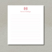 Simple Blush Rose Bow Script Custom Name Lined  ノートパッド