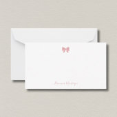 Simple Blush Rose Chic Bow Handwritten Name ノートカード