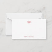 Simple Blush Rose Chic Bow Handwritten Name  ノートカード (正面)