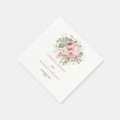 Simple Blush Roses Greenery Wedding Napkins スタンダードカクテルナプキン (角)