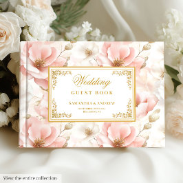 Simple bohemian blush gold wedding guest book ゲストブック