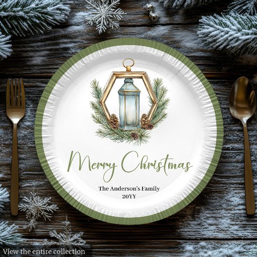 Simple Bohemian Christmas Lantern in Neutral Plate ペーパープレート
