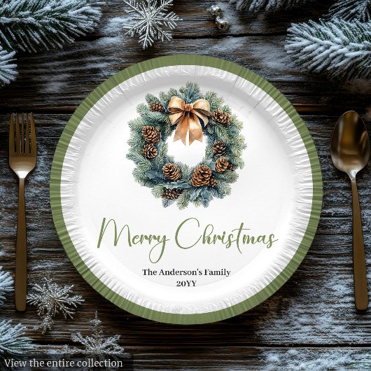 Simple Bohemian Christmas Wreath in Trendy Plate ペーパープレート