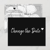 Simple Bohemian Script Black Change the Date ポストカード (正面/裏面)