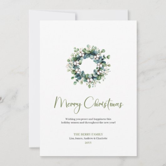 Simple Boho Botanical Rustic Xmas Greeting Card シーズンカード (正面)