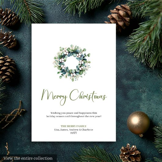 Simple Boho Botanical Rustic Xmas Greeting Card シーズンカード