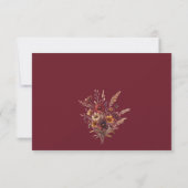 Simple Boho Chic Wildflowers Burgundy Wedding サンキューカード (裏面)