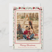 Simple Boho Christmas Greenery Poinsettia 1 Photo シーズンカード (正面)