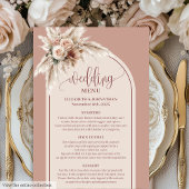 Simple Boho Dusty Rose Pampas Floral Wedding Menu メニュー