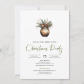 Simple Boho Earthy Watercolor Christmas Party Card 招待状 (正面)