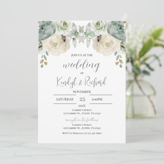 Simple Boho Elegant Wedding Invitation 招待状 (スタンド正面)