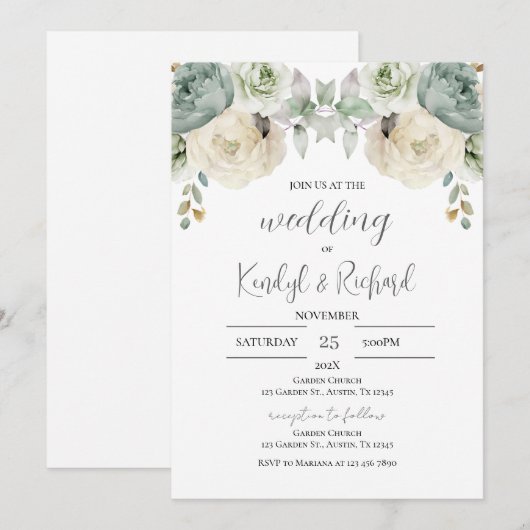 Simple Boho Elegant Wedding Invitation 招待状 (正面/裏面)