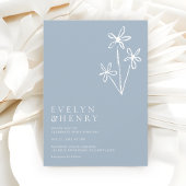 Simple Boho Minimalist Dusty Blue Wedding 招待状