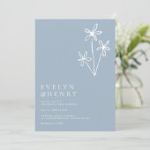 Simple Boho Minimalist Dusty Blue Wedding 招待状 (スタンド正面)