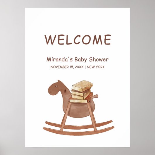 Simple Boho New Chapter Book Baby Shower Welcome ポスター (正面)