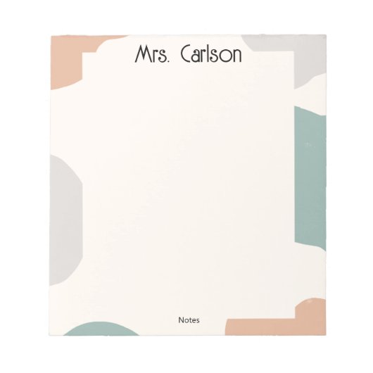 Simple Boho Pastel Colors Teacher Notepad ノートパッド (正面)