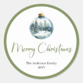 Simple Boho Pine Wreath Holiday Envelope Sticker ラウンドシール (正面)