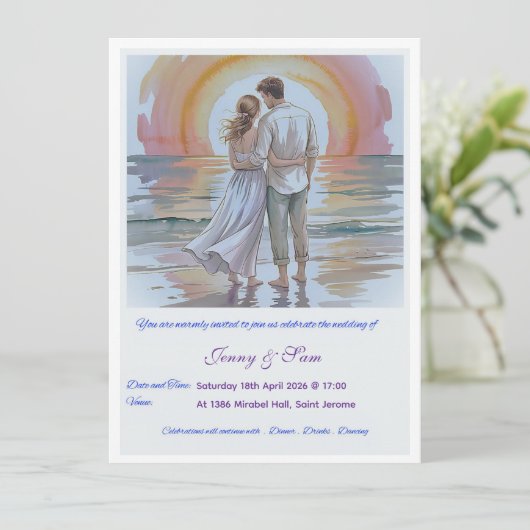 Simple Boho Wedding Invitation Card カード (スタンド正面)