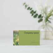 Simple bokeh grass photo QR green Business Card 名刺 (スタンド正面)