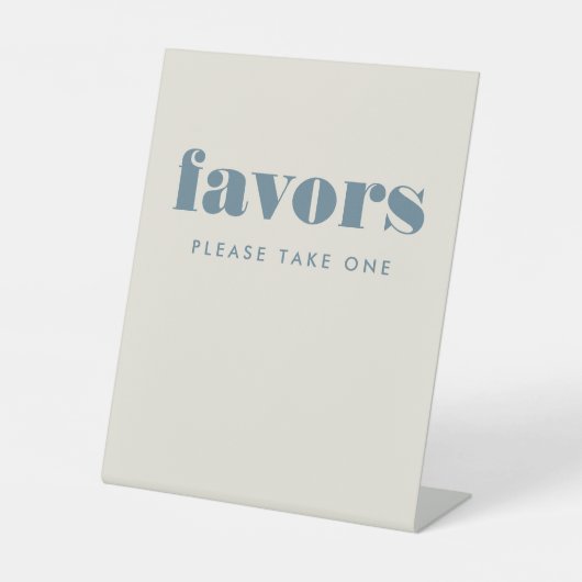 Simple Bold Blue Typography Table Wedding Favors 台座サイン (正面)