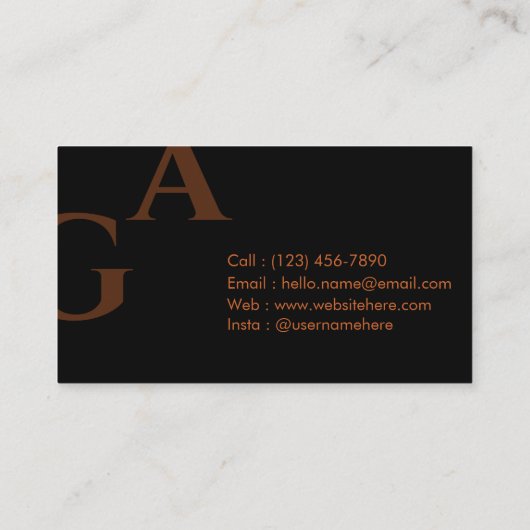 Simple Bold Deep Black Copper Modern Sophisticate  名刺 (裏面)