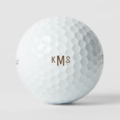 Simple Bold Font Brown Monogram Titleist Pro V1 ゴルフボール (正面)