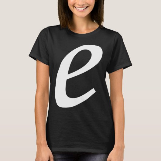 Simple Bold Large White Italic Script Lower Case e Tシャツ (正面)