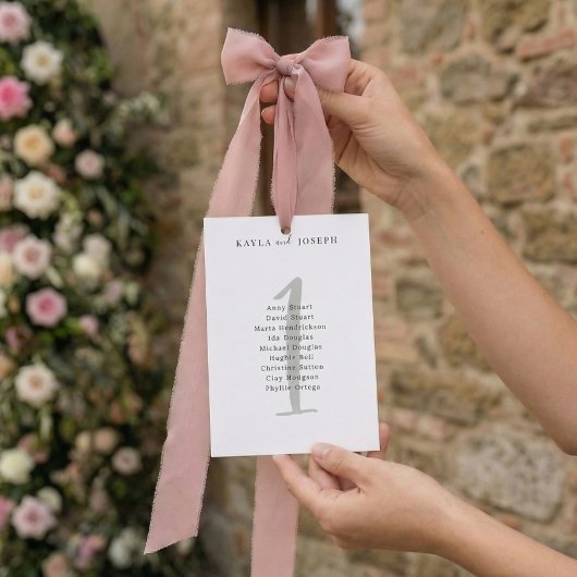 Simple Bold Wedding Guest List Table Number 1 Card 招待状