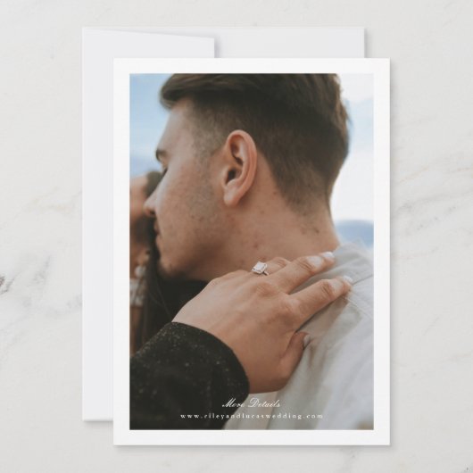 Simple Border Elegant Script Two Photo セーブザデート (裏面)