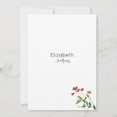 Simple botanic pink red green flora Bridal Shower  招待状 (裏面)