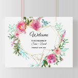 Simple Botanical and Floral Welcome Wedding ポスター<br><div class="desc">This simple botanical and floral welcome wedding poster is perfect for a modern wedding. This artistic and gold frame design features pretty, purple, green, pink, navy and violet flowers inspiring bliss and natural beauty. Make this poster your own by the name of the bride and groom, and the date of...</div>