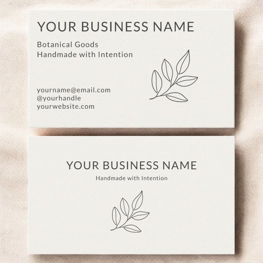 Simple Botanical Neutral Minimalist Small 名刺