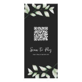 Simple Botanical Price List with QR Code Black ラックカード (裏面)