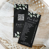 Simple Botanical Price List with QR Code Black ラックカード