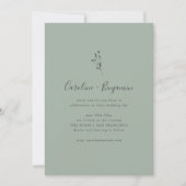 Simple Botanical Script Sage Green Boho Wedding 招待状 (正面)