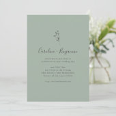 Simple Botanical Script Sage Green Boho Wedding 招待状 (スタンド正面)