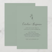 Simple Botanical Script Sage Green Boho Wedding 招待状 (正面/裏面)