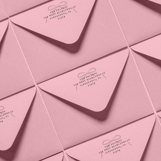 Simple Bow and Antique Serif Address セルフインキングスタンプ