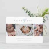 Simple Bow Boy Photo Collage Baby サンキューカード (スタンド正面)