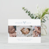 Simple Bow Boy Photo Collage Baby 案内状 (スタンド正面)