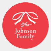 Simple Bow Christmas Holiday  ラウンドシール (正面)