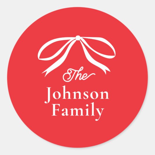 Simple Bow Christmas Holiday  ラウンドシール (正面)