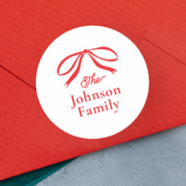 Simple Bow Christmas Holiday ラウンドシール