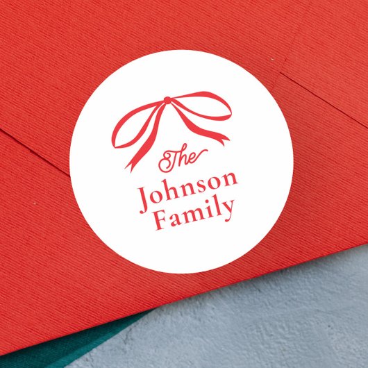 Simple Bow Christmas Holiday  ラウンドシール