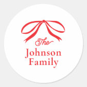 Simple Bow Christmas Holiday  ラウンドシール (正面)