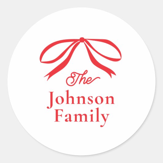 Simple Bow Christmas Holiday  ラウンドシール (正面)