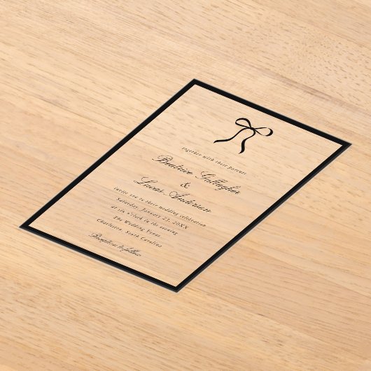 Simple Bow Classic Wedding アクリル招待状 (レイダウン)